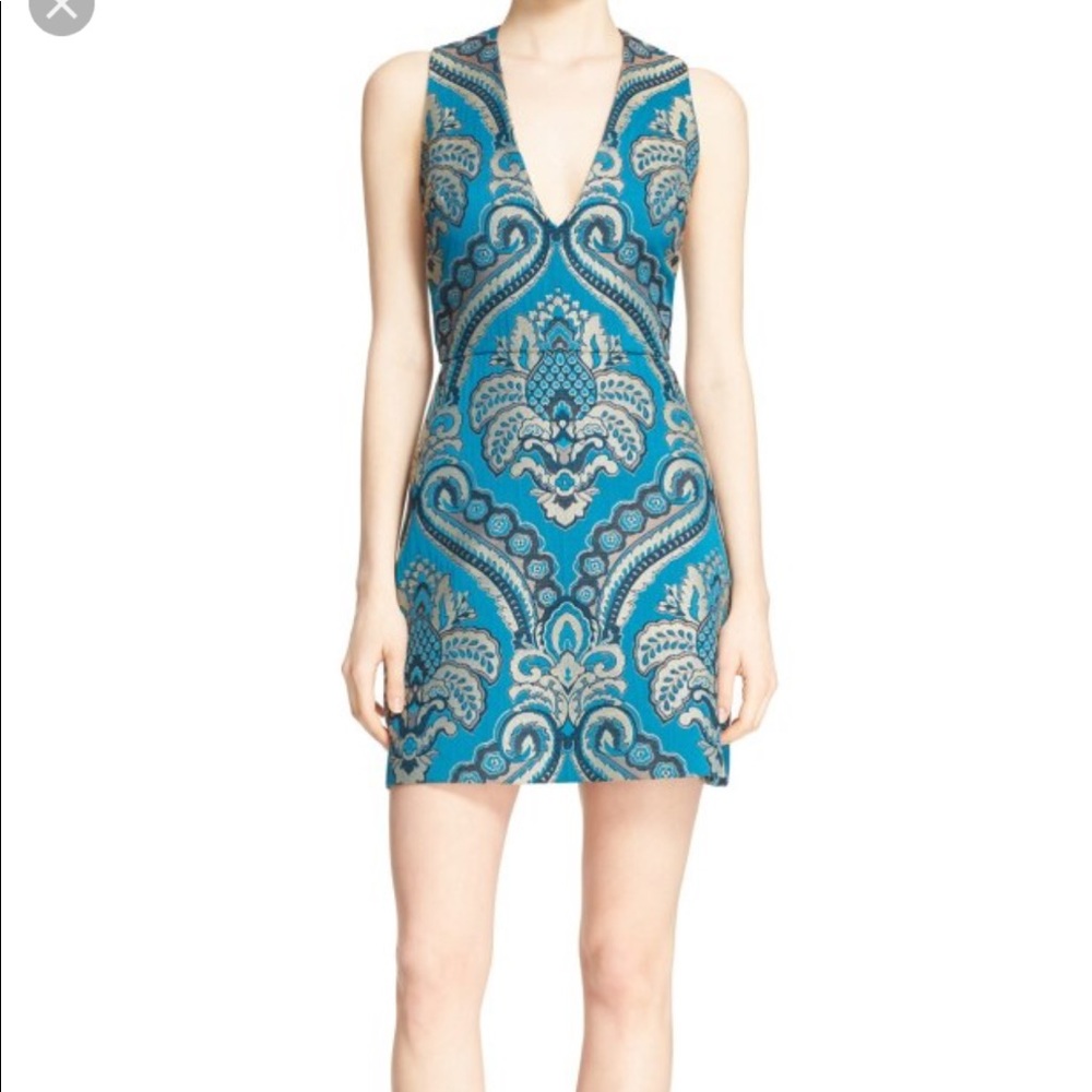 NWT Alice and Olivia turquoise jacquard dress
